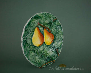 3d plate: two pears, green leafs -  - #tag1# - #tag2# - #tag3# - #tag4# - the Artful Accumulator's Vintage Boutique