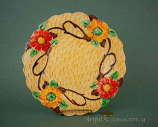 3d decorative plate with red and orange flowers - Artful Accumulator Boutique Vintage