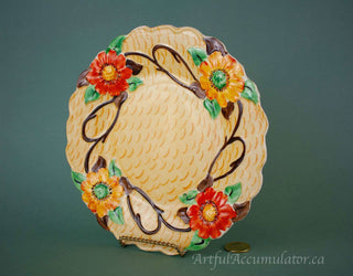 3d decorative plate with red and orange flowers - Artful Accumulator Boutique Vintage