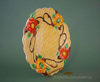 3d decorative plate with red and orange flowers - Artful Accumulator Boutique Vintage