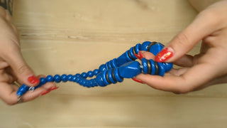 Abstract necklace with painted blue wooden beads - Artful Accumulator Boutique Vintage