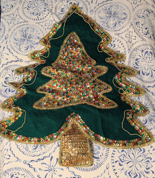 Bucilla, sequined tree wall hanging -  - #tag1# - #tag2# - #tag3# - #tag4# - the Artful Accumulator's Vintage Boutique