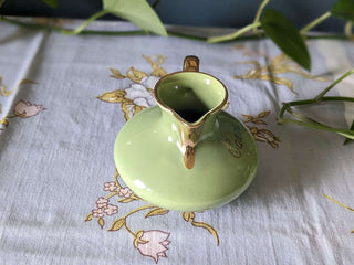 "Canne" Small avocado Green pitcher with gold lustre and handle -  - #tag1# - #tag2# - #tag3# - #tag4# - the Artful Accumulator's Vintage Boutique