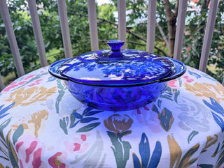 Cobalt Blue 2L 2Qt casserole oven-to-table handled bowl with matching fitted lid by Anchor Hocking - Artful Accumulator Boutique Vintage