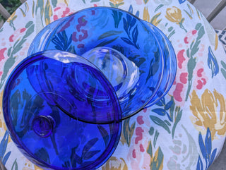 Cobalt Blue 2L 2Qt casserole oven-to-table handled bowl with matching fitted lid by Anchor Hocking - Artful Accumulator Boutique Vintage