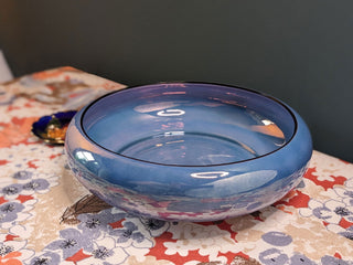 Czech bowl with iridescent blue violet and black rim, very thin -  - #tag1# - #tag2# - #tag3# - #tag4# - the Artful Accumulator's Vintage Boutique