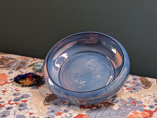Czech bowl with iridescent blue violet and black rim, very thin -  - #tag1# - #tag2# - #tag3# - #tag4# - the Artful Accumulator's Vintage Boutique