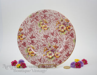 red chintz plate "Dorset" grimwades, set of two dinner plates