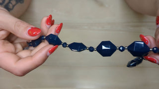 Deep Dark Blue Faceted Plastic Beaded Necklace - Artful Accumulator Boutique Vintage