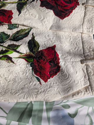 Dolce Gabbana floral rose pants cropped quilted - Artful Accumulator Boutique Vintage