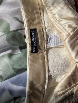 Dolce Gabbana floral rose pants cropped quilted - Artful Accumulator Boutique Vintage