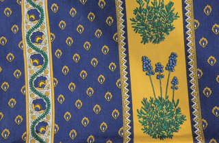 Evelyn - Nappe - Provence française Rayures violet foncé bleu jaune lavande
