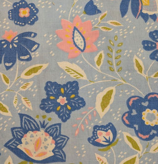 Elodie Pearl - Set of 2 Pillowcases - blue pink green florals on lightblue background - Artful Accumulator Boutique Vintage