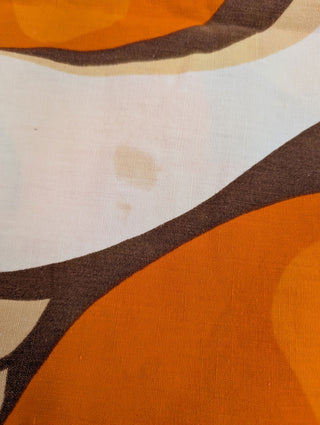 Estelle - rectangular tablecloth - groovy orange and brown flowers - Artful Accumulator Boutique Vintage