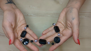 Faceted Black Beads with Violet Pearls - Artful Accumulator Boutique Vintage