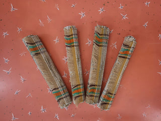 Fall colours woven white brown green orange russet placemats - Artful Accumulator Boutique Vintage