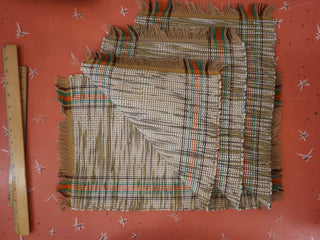 Fall colours woven white brown green orange russet placemats - Artful Accumulator Boutique Vintage
