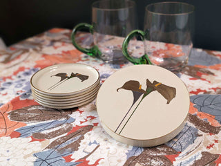 Golden Calla Lily coasters with storage box - Artful Accumulator Boutique Vintage