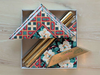 Golden candles and holiday napkins with original packaging - Artful Accumulator Boutique Vintage