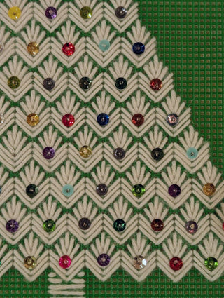 Hand sewn & sequined Christmas tree on green plastic canvas -  - #tag1# - #tag2# - #tag3# - #tag4# - the Artful Accumulator's Vintage Boutique