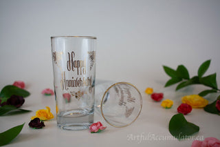 Happy Anniversary SET with gold rim & text, SET of 2 -  - #tag1# - #tag2# - #tag3# - #tag4# - the Artful Accumulator's Vintage Boutique