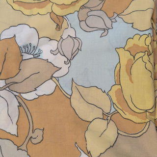 Hazel - Top Sheet - soft russets beige and blues roses flower buds - Artful Accumulator Boutique Vintage