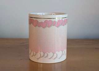 Hearts Mug with pink dot gradient and gold line - Artful Accumulator Boutique Vintage