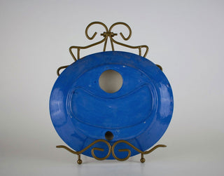 Large ashtray with Freemasons symbol, blue glaze with gold lustre sponge painting -  - #tag1# - #tag2# - #tag3# - #tag4# - the Artful Accumulator's Vintage Boutique