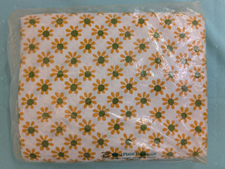 Margaret - twin Top Sheet - Golden yellow and avocado Green flowers - original packaging - Artful Accumulator Boutique Vintage