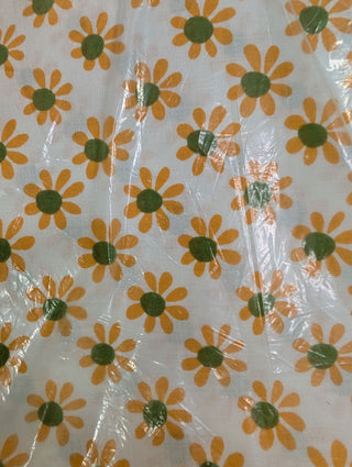 Margaret - twin Top Sheet - Golden yellow and avocado Green flowers - original packaging - Artful Accumulator Boutique Vintage