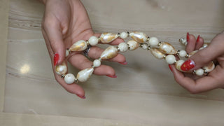 Mottled Pearlescent Necklace with Teardrop and Round Beads - Artful Accumulator Boutique Vintage