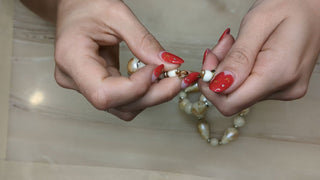 Mottled Pearlescent Necklace with Teardrop and Round Beads - Artful Accumulator Boutique Vintage