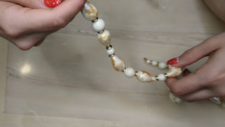Mottled Pearlescent Necklace with Teardrop and Round Beads - Artful Accumulator Boutique Vintage