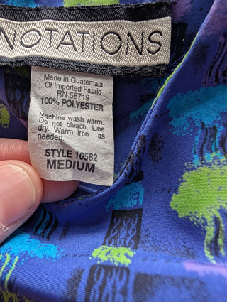 Multicolor shirt on blue by Notations - Artful Accumulator Boutique Vintage