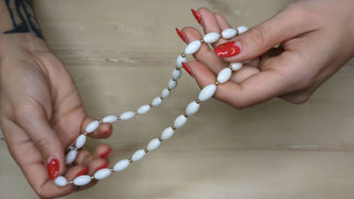 Necklace with White Oblong Beads and Gold Spacers - Artful Accumulator Boutique Vintage