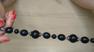 Necklace with round black beads and silver accents and box clasp - Artful Accumulator Boutique Vintage