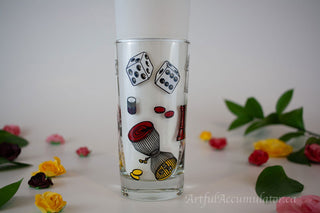 One glass: highball with casino, chess, etc -  - #tag1# - #tag2# - #tag3# - #tag4# - the Artful Accumulator's Vintage Boutique