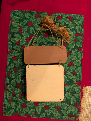 Gingerbread Man & Hearts Door Hanger with straw accent