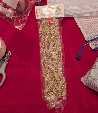 Hansen's Christmas Stuff Gold & White twisted vintage garland, new in package