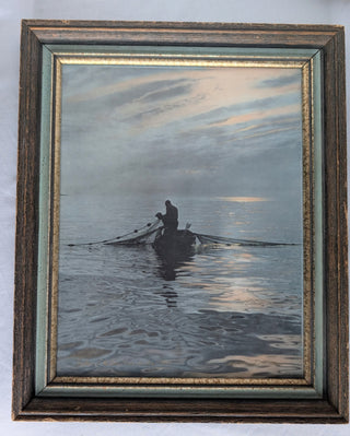 Artwork: Photograph of man at sea, Signed, (vertical)