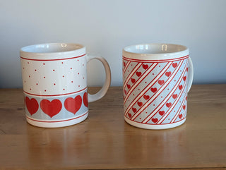 Coordinating Heart Mugs - set of 2 - a great Valentine's Day gift!