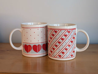 Coordinating Heart Mugs - set of 2 - a great Valentine's Day gift!