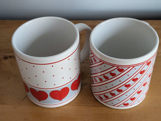 Coordinating Heart Mugs - set of 2 - a great Valentine's Day gift!