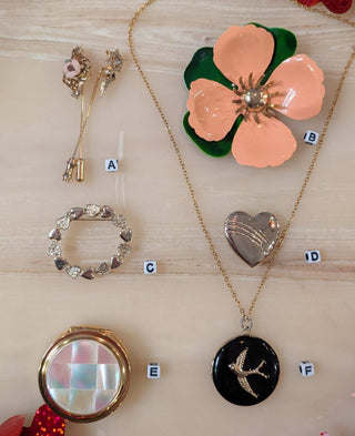Orange Tahitian Flower :: Large Floral four light orange petals and green leaves, brass stamens, brooch, Sarah LUV