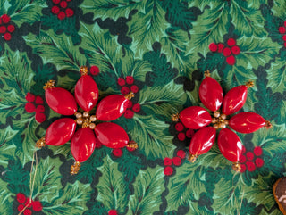 lot de 5, Poinsettia perlé avec perles