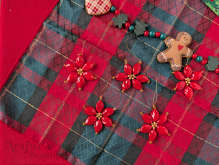 lot de 5, Poinsettia perlé avec perles