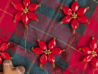 lot de 5, Poinsettia perlé avec perles
