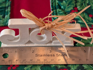 small JOY! banner with straw bow and ivory enamel