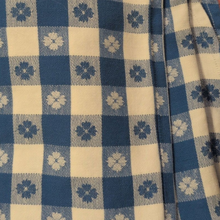 Perry - Tablecloth - Small checkered traditional style blue and white clover - Artful Accumulator Boutique Vintage