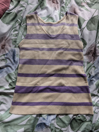 Purple and white sweater tank top - Artful Accumulator Boutique Vintage